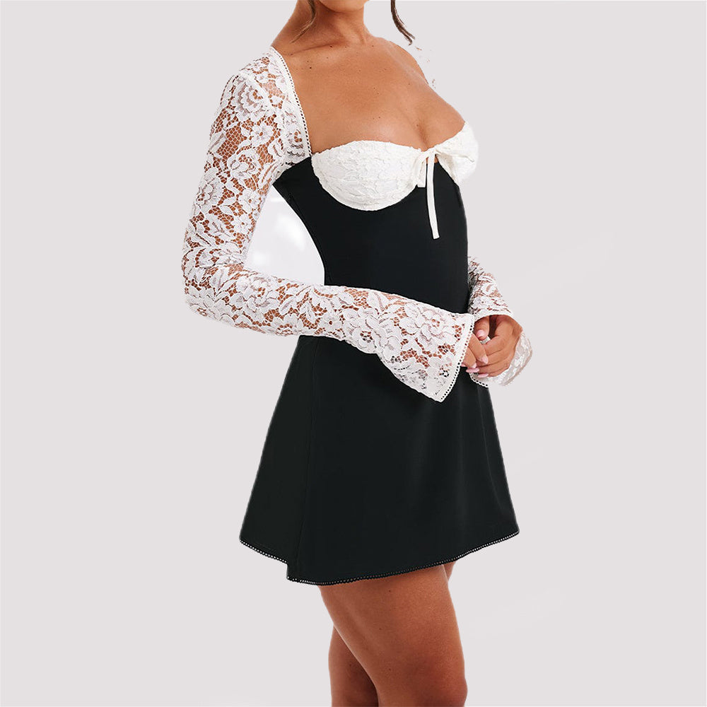 Y2K Lace-Up Corset Mini Dress – Sexy Backless Party Style