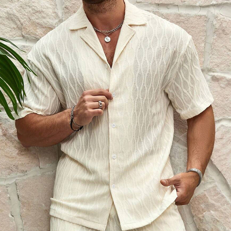 Men's Casual Summer Set – Loose Short Sleeve Shirt & Shorts