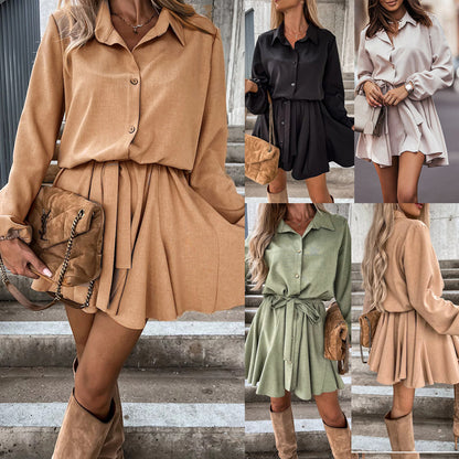 Women's Autumn Casual Long Sleeve Blouse Collar Loose Jumpsuit