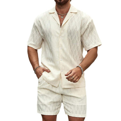 Men's Casual Summer Set – Loose Short Sleeve Shirt & Shorts