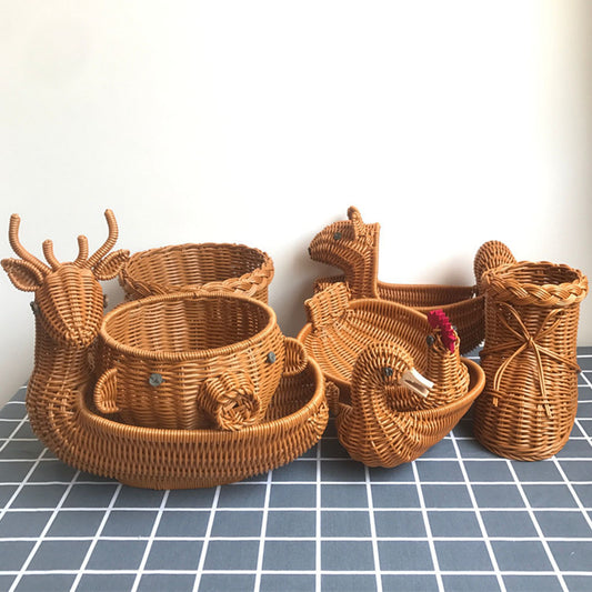 Handwoven Rattan Fruit Basket – Stylish Home & Kitchen Storage