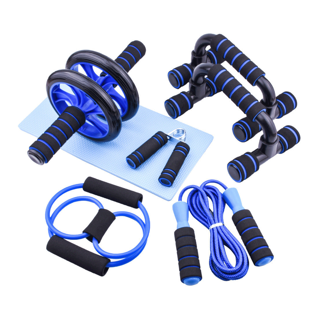 5-in-1 Home Workout Set – Abs Roller, Push-Up Bars & More