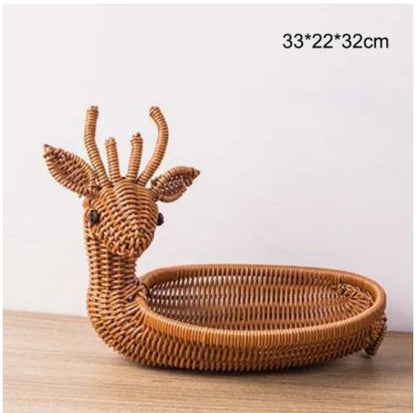 Handwoven Rattan Fruit Basket – Stylish Home & Kitchen Storage