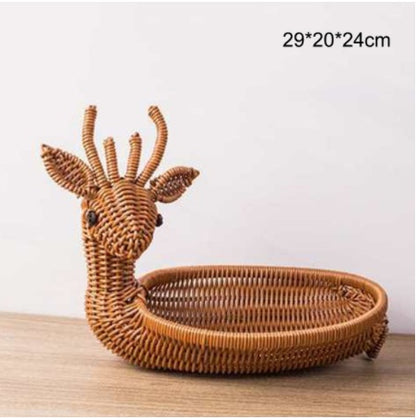 Handwoven Rattan Fruit Basket – Stylish Home & Kitchen Storage