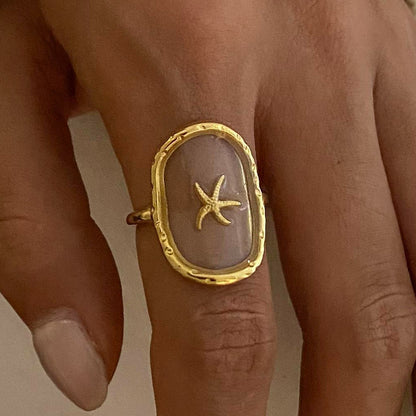 Stainless Steel Starfish Open Ring