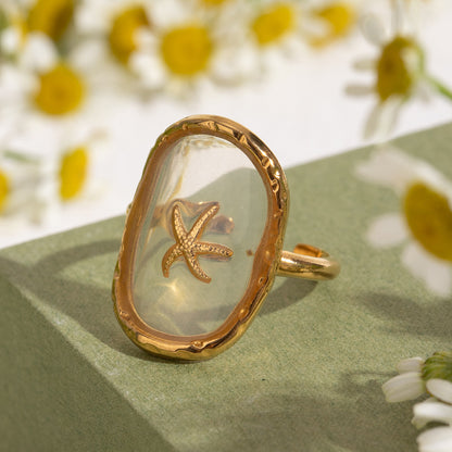 Stainless Steel Starfish Open Ring