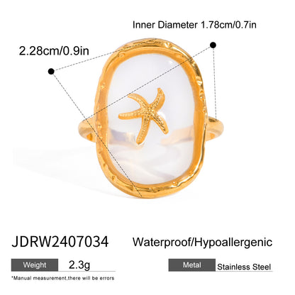 Stainless Steel Starfish Open Ring