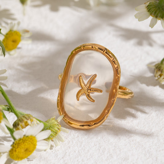 Stainless Steel Starfish Open Ring