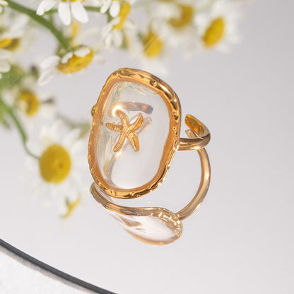 Stainless Steel Starfish Open Ring