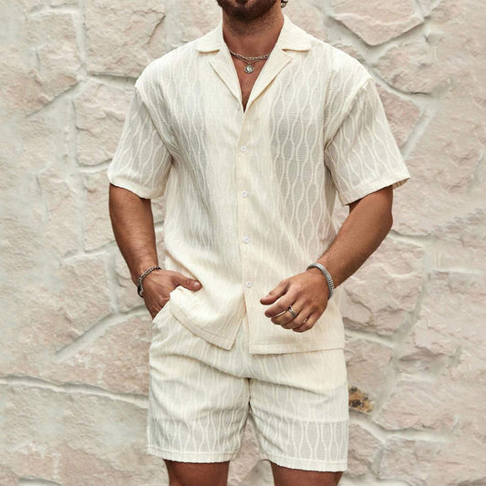 Men's Casual Summer Set – Loose Short Sleeve Shirt & Shorts