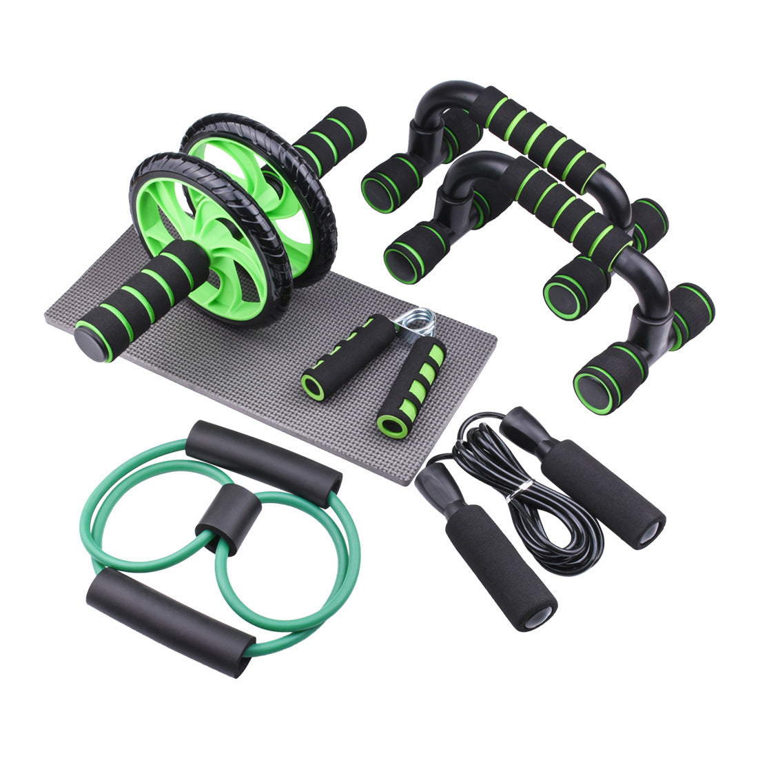 5-in-1 Home Workout Set – Abs Roller, Push-Up Bars & More